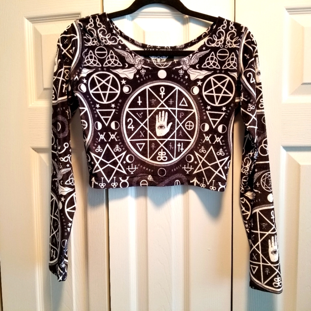 Velvet Long-Sleeve Crop Top